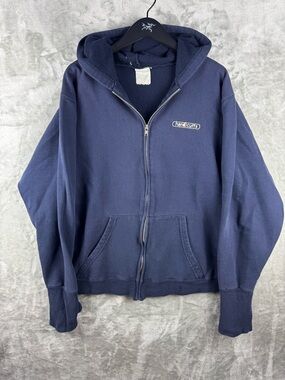 Vintage Handcuffs Navy Blue USA Made Full Zip Hoodie Mens M/L Skate Cotton
